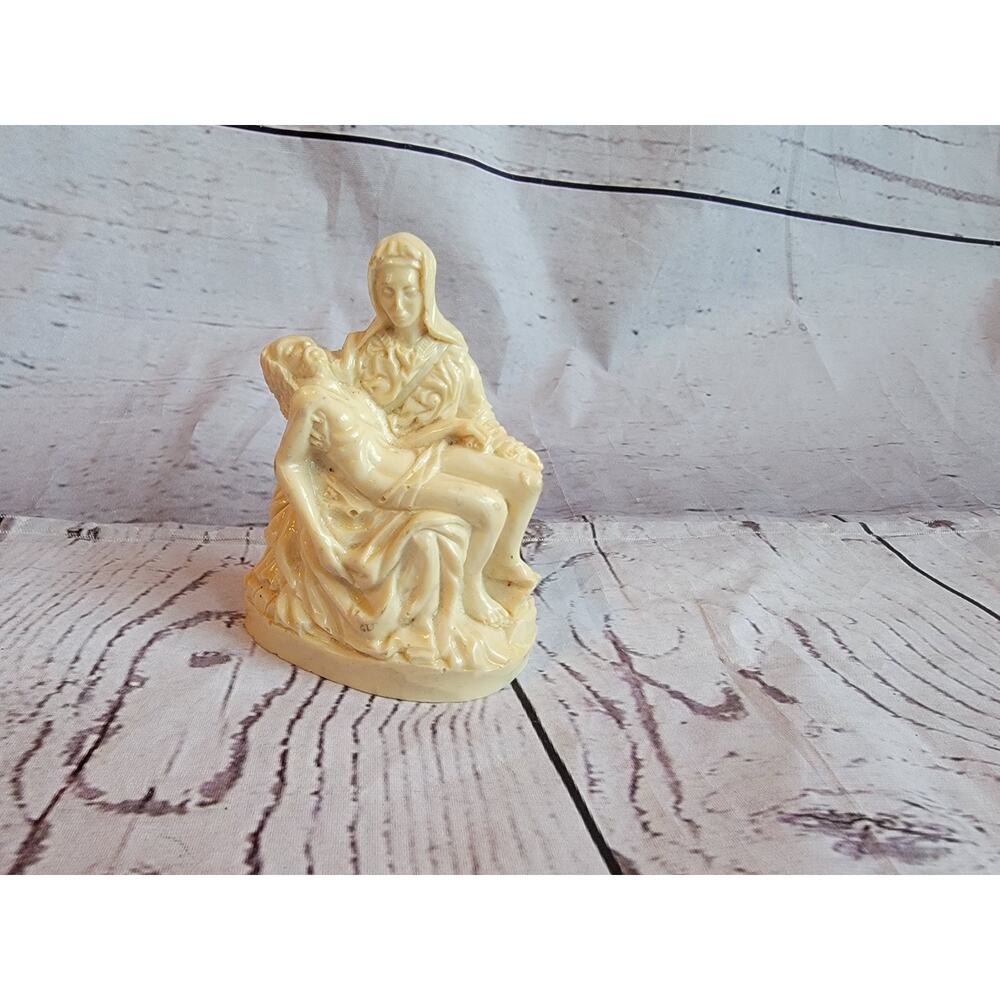 Vintage Miniature Hard Plastic Resin Mary Holding Jesus Religious Figurine